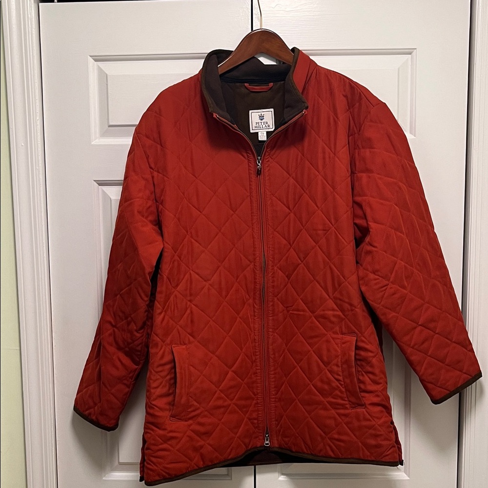Peter Millar Quilted Rust-Red Puffer Jacket
